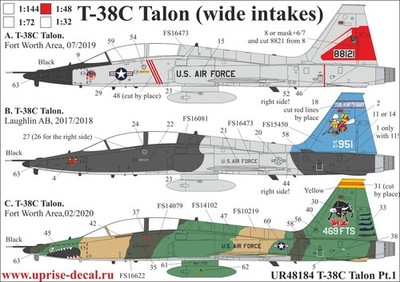 1:48 Decal Northrop T-38C Talon Pt.1 (wide intakes) - UpRise UR48184