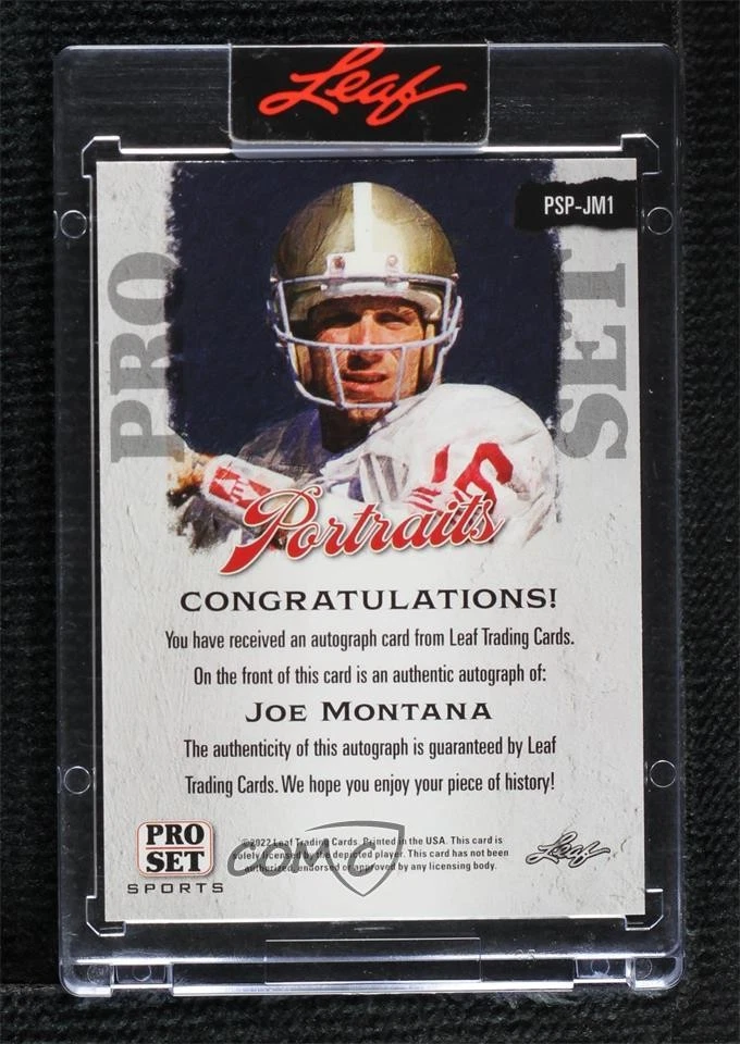 2022 Leaf Pro Set Sports Portraits Platinum Blue /45 Joe Montana Auto HOF - Image 2 of 2