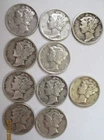 1941 to 1944 Silver Mercury Dimes 10 Different Circulated Dimes