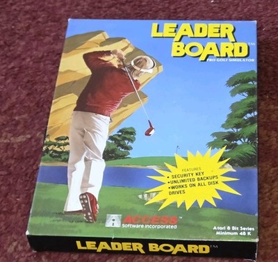 Atari 8 Bit Computer Leader Board Golf Simulator Box Manual Disks Vintage 1986