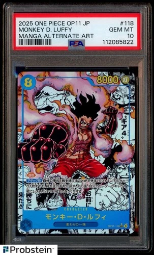 2025 One Piece OP11 Japanese Manga Alternate Art #118 Monkey D. Luffy PSA 10