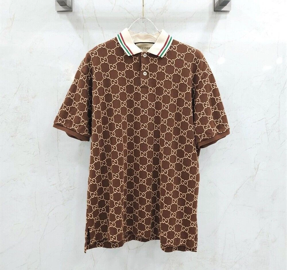 Polo Gucci marrone GG Supreme modello ricamato 12345 124800494