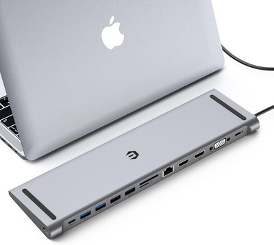 13 in 1 USB C Docking Hub Dual 4K HDMI VGA 4 USB PD Ethernet SD TF 3.5mm Audio
