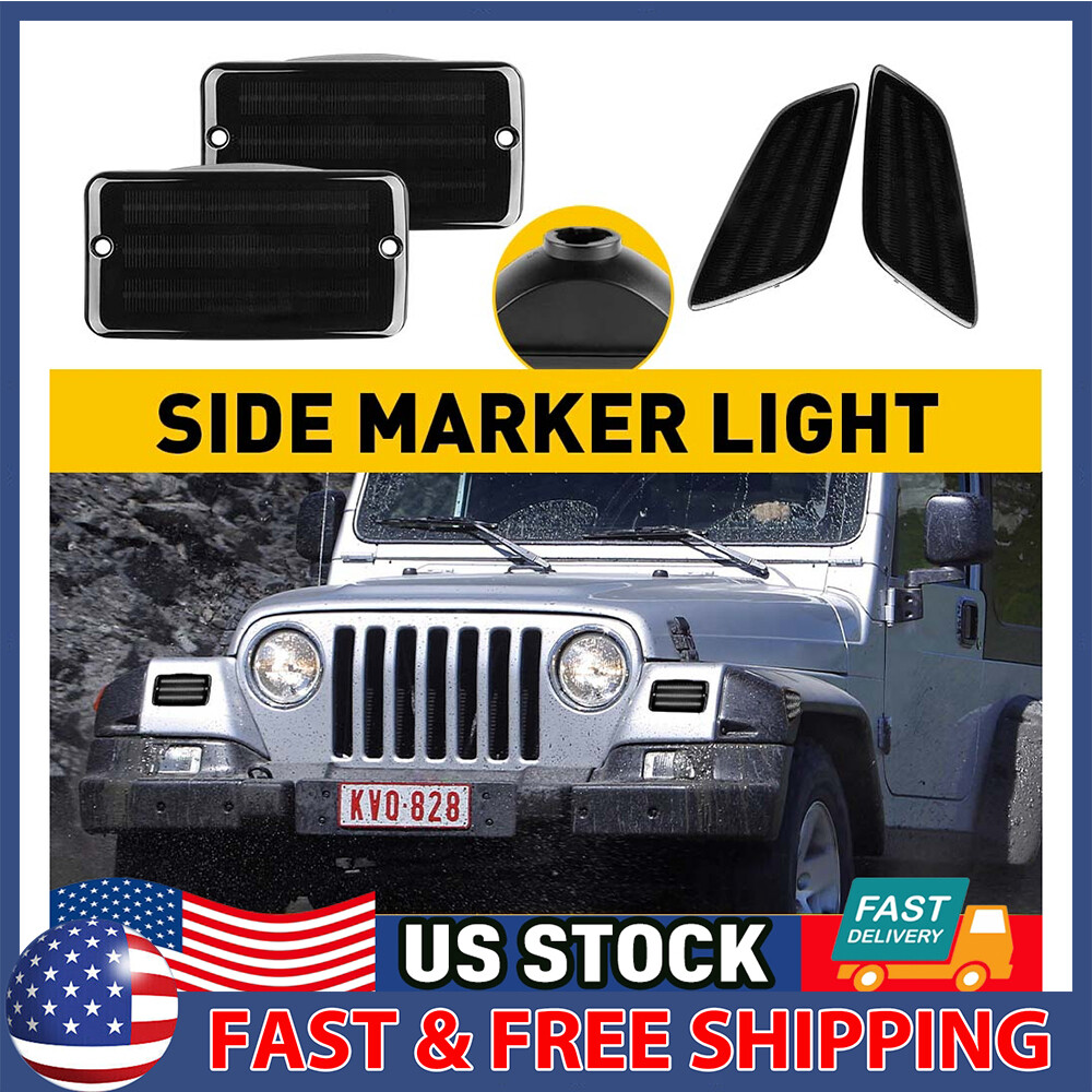 1997-2006 Jeep Wrangler Smoke Bumper & Side Marker Lights 4PCS