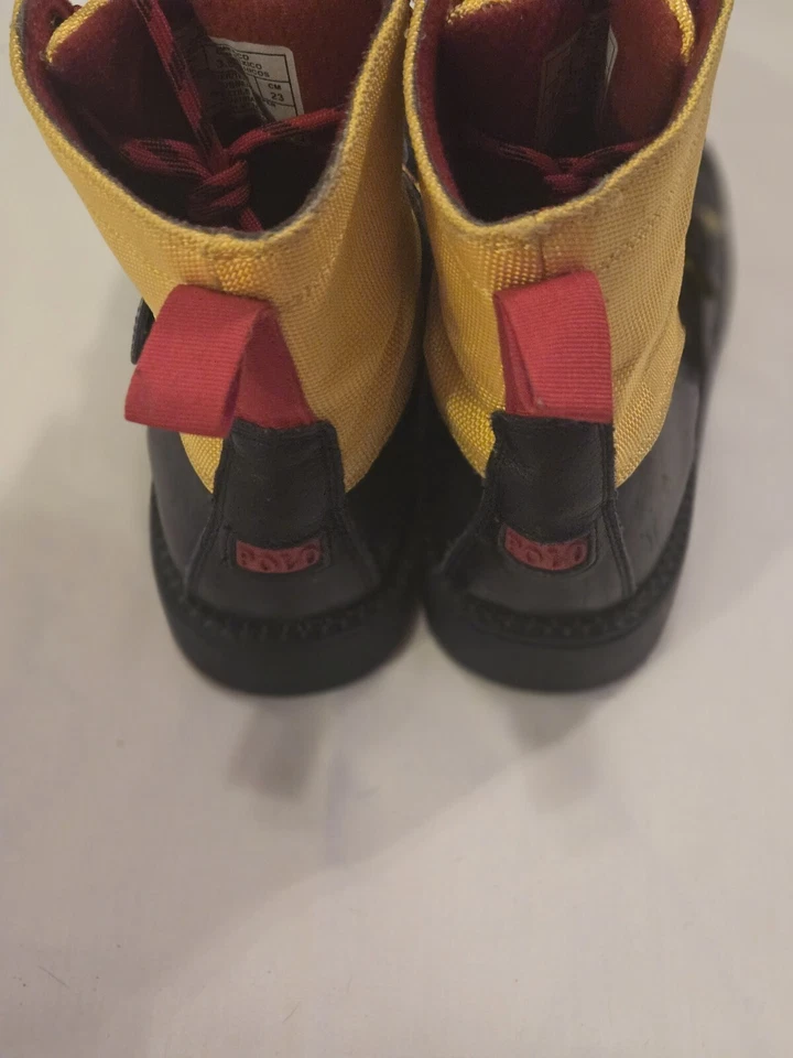 Bota Ralph Lauren Ranger Hi II de cuero para niño en cuero azul marino/amarillo - talla 4 C Foto 3 de 4