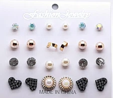 MULTI PACK OF 12 PAIRS STUD VINTAGE MIX STYLE FASHION JEWELRY EARRINGS #43