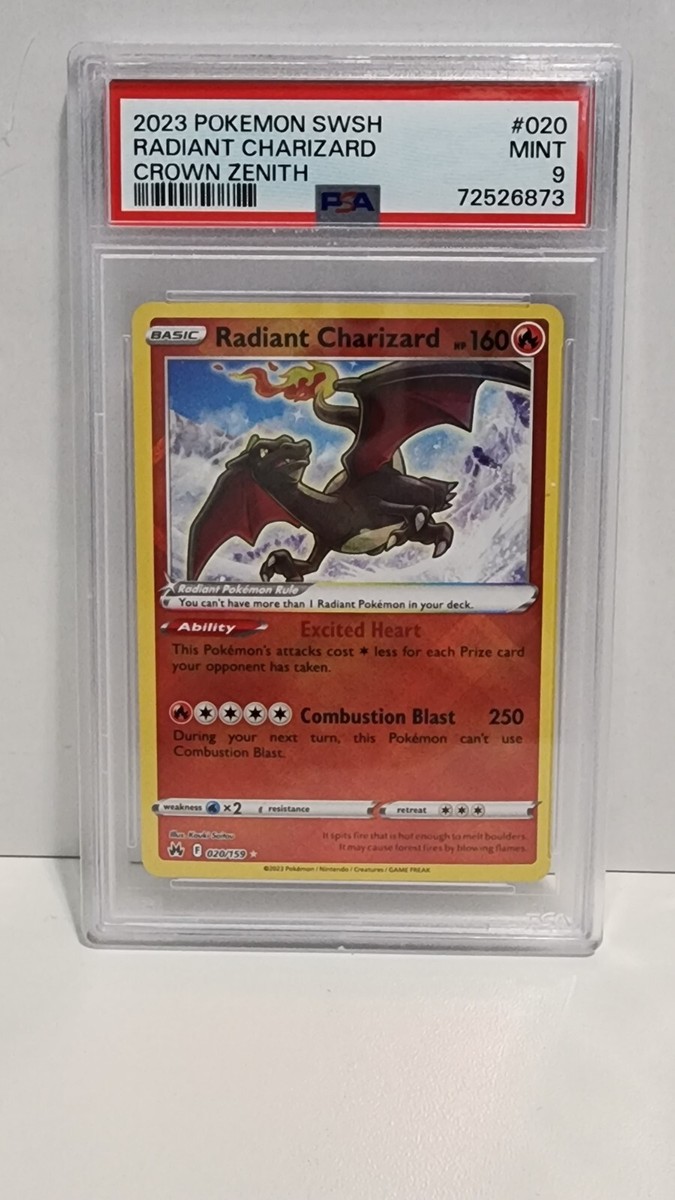 Pokemon TCG PSA 9 Holographic Radiant Charizard 020/159 Mint Crown