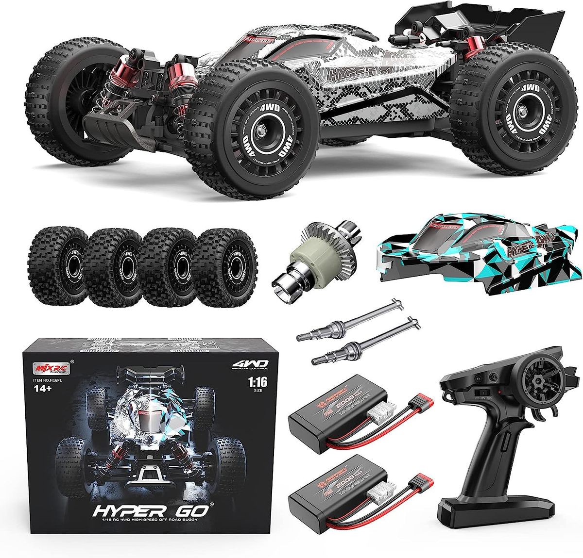 HYPER GO H16PL 1/16 RTR Brushless RC Buggy, Fast RC Cars for