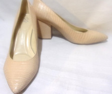 Nine West 9x9 technology Beige faux Snakeskin Block Heels Pumps , Size 10.5M
