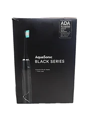 AquaSonic Black Series DuPont Toothbrush w/8 Brus Heads 1 Travel Case.
