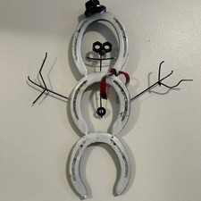 Snowman horseshoe artwork real horseshoes