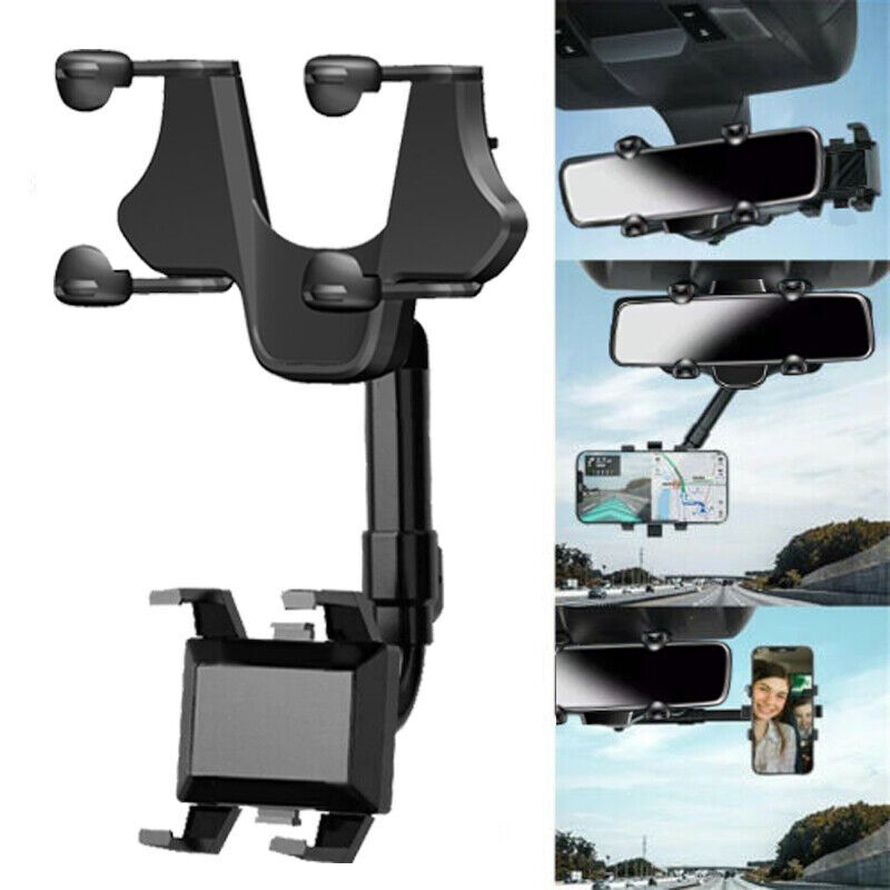 Rotatable Car Phone Mount Holder for Rearview Mirror - 360 Degree Viewing Angle-image