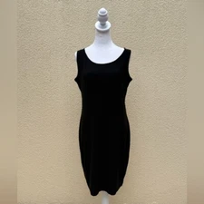 Norma Kamali black sleeveless shift jersey dress