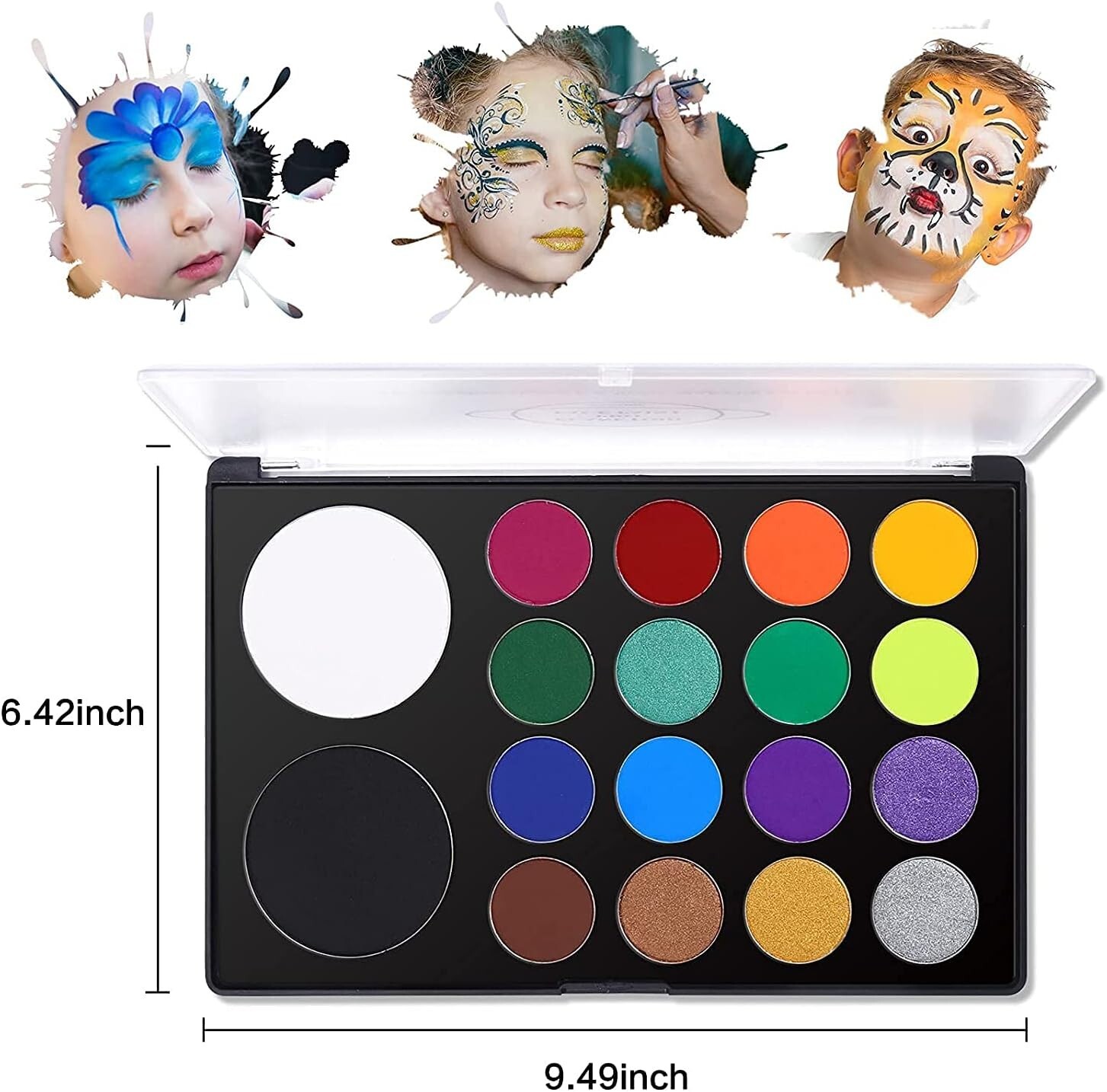 Professional 18 Color Face & Body Paint Palette - Water Activated Art Kit