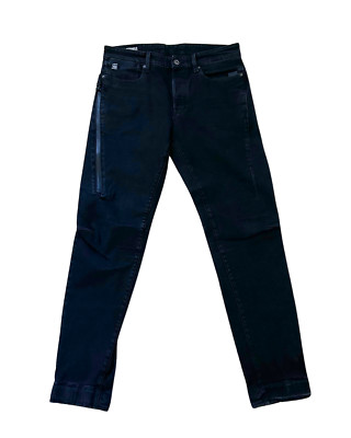 G-Star Raw Jeans Mens 33x34 Black 3D Slim Tapered Leg Button Fly Cuff Adjuster