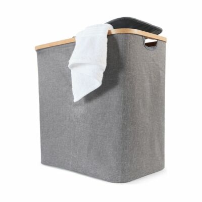 Twin Large Laundry Basket Washing Clothes Bamboo Frame Canvas Laundry  Hamper NEW Australia