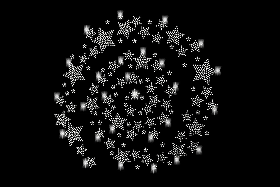 XXL 28x27cm 59 STERNE 46 BLUMEN STRASSSTEINE BÜGELBILD HOTFIX APPLIKATION STERN - Bild 4 von 4