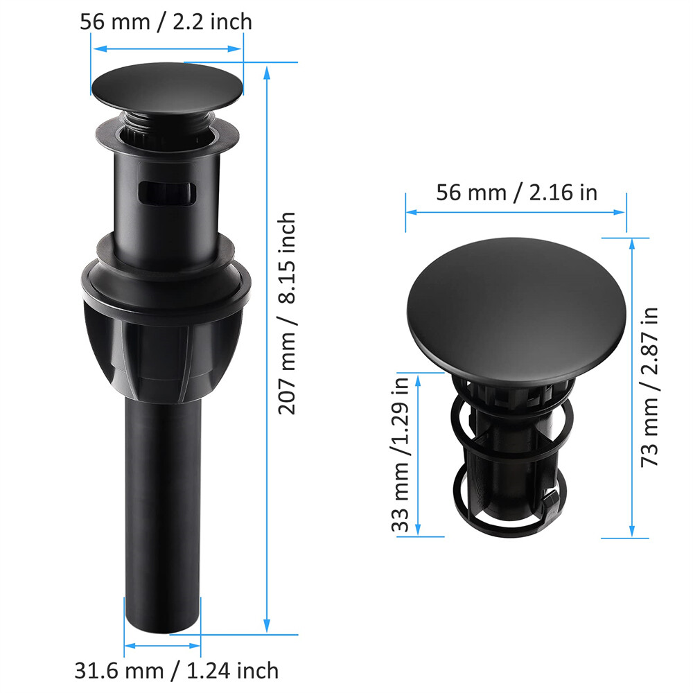 2 Pack Bathroom Sink Seal Pop Up Drain Vessel Basin Stopper with