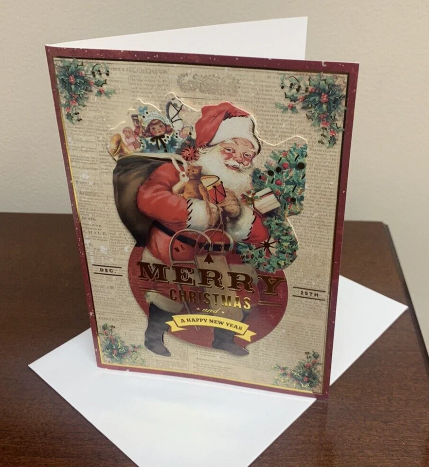 Merry Christmas Santa Toys Sack Greeting Cards By Punch Studio - Set of 6 - Image 2 of 4