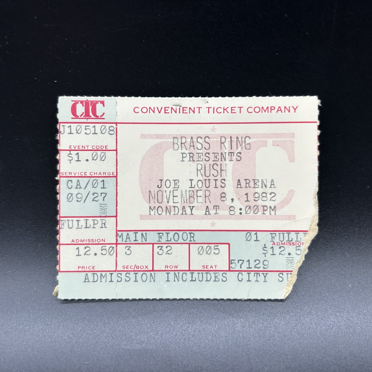 1982 RUSH CONCERT TICKET STUB, NOV 8 1982, JOE LOUIS ARENA | eBay