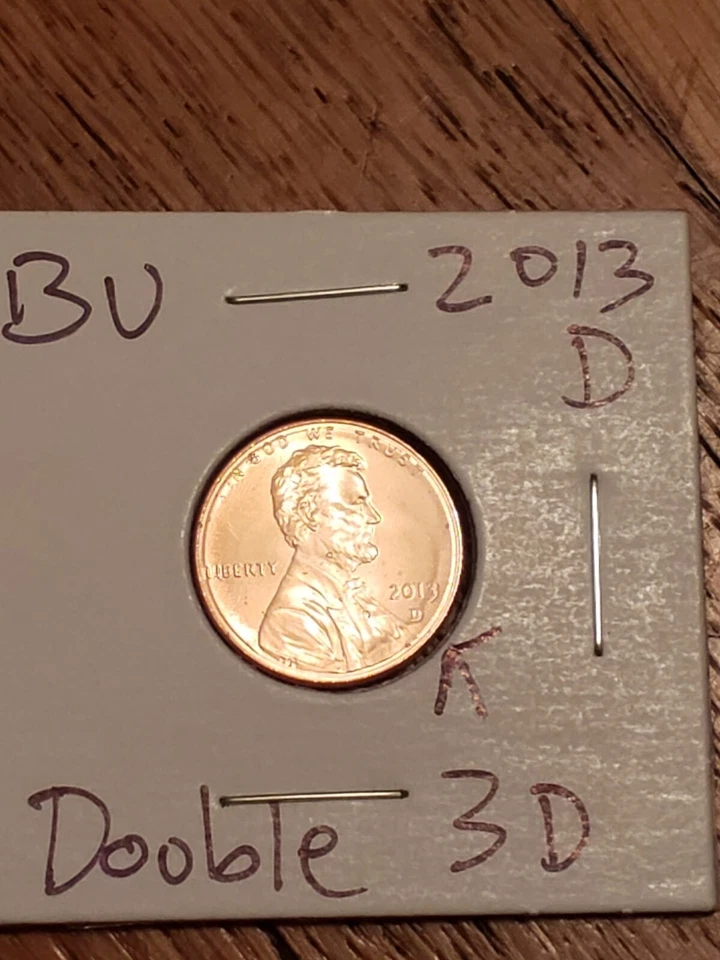 Lincoln Shield Cent Mint Error 2013 D Double and the 3D Rare Lincoln Penny - Image 4 of 4