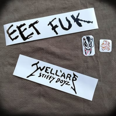 James Hetfield EET FUK guitar stickers Well'ard Stiffy Boyz ESP