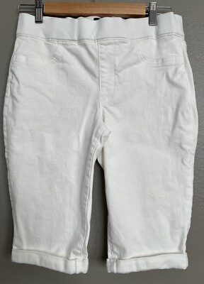 NYDJ Women s 6 Jeans Optic White Cuffed Crop Capri Lift Tuck Technology Stretch