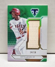 JUSTIN UPTON 2018 Topps Triple Threads EMERALD ~ RELIC #'d /18 ~ ANGELS