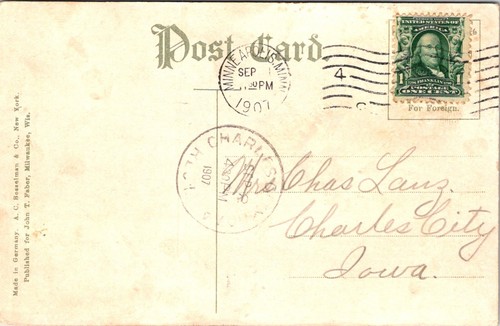 Postal 1907 Edificio de la Biblioteca Pública Minneapolis Minnesota D3 - Imagen 2 de 2