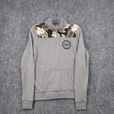 Victoria's Secret PINK Sweatshirt Womens XS Gray Mock Neck Henley Long Sleeve