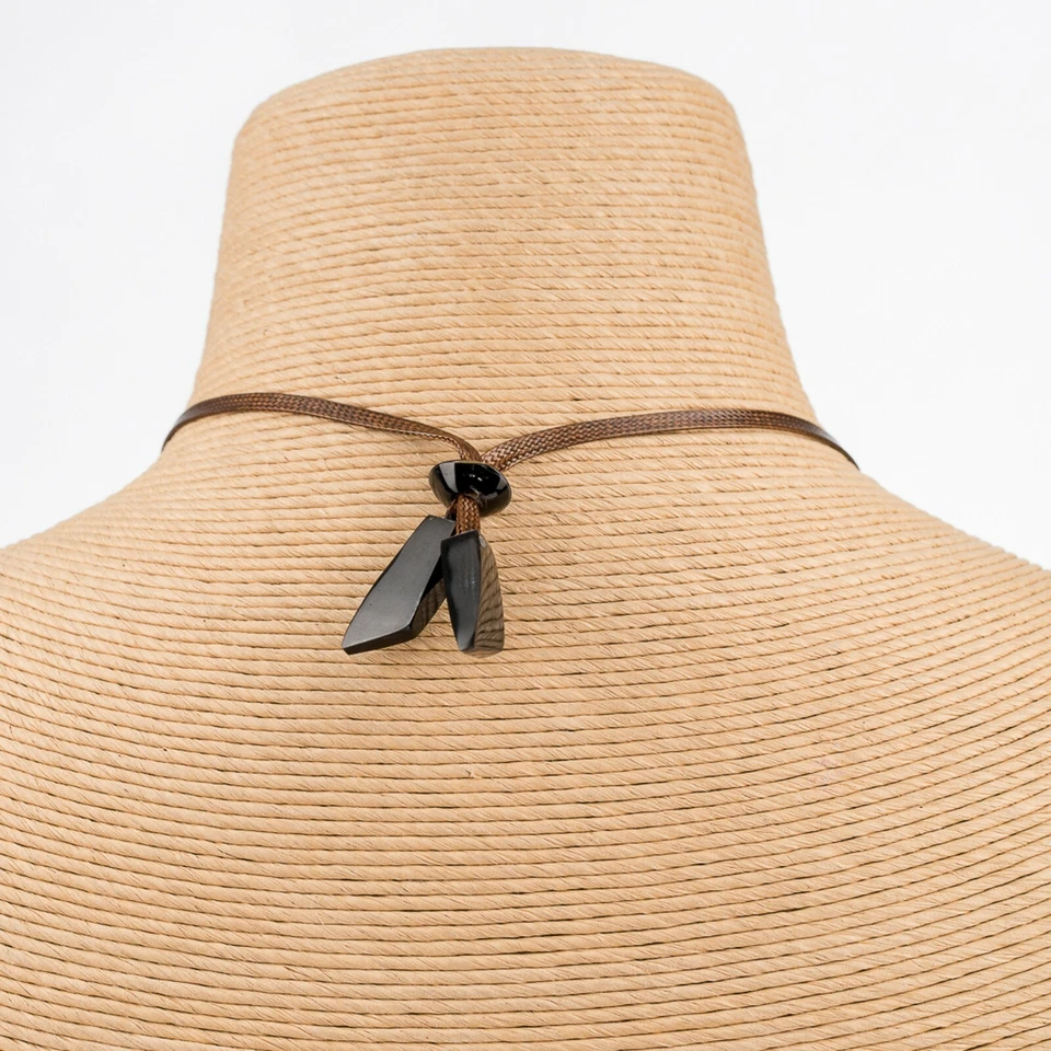 Halskette lackiert Horn Anhänger handgemacht Lack Büffelhorn Halsband handmade - Bild 3 von 4