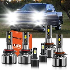 LED Headlight High Low+Fog Light Bulbs Kit For Chevy Silverado 1500 1999-2002