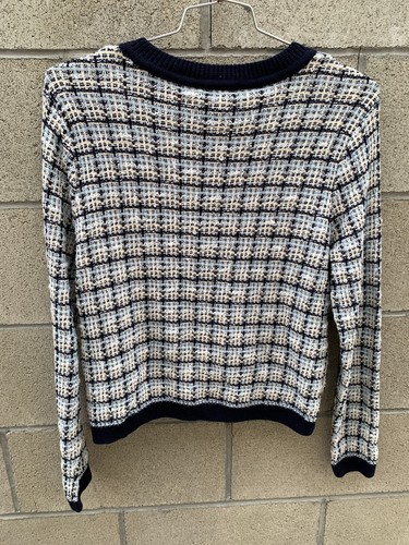 Tahari Ivory Black Blue White Combo Crop Tweed Jacket Size M, L, XL NWT - Picture 6 of 7