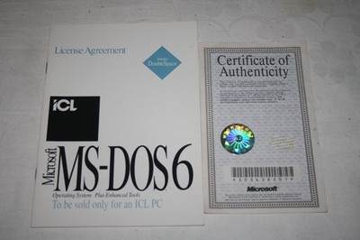 Original Microsoft MS-DOS 6.2 Zertifikat ICL 1990er Jahre 1994 Vintage Retro