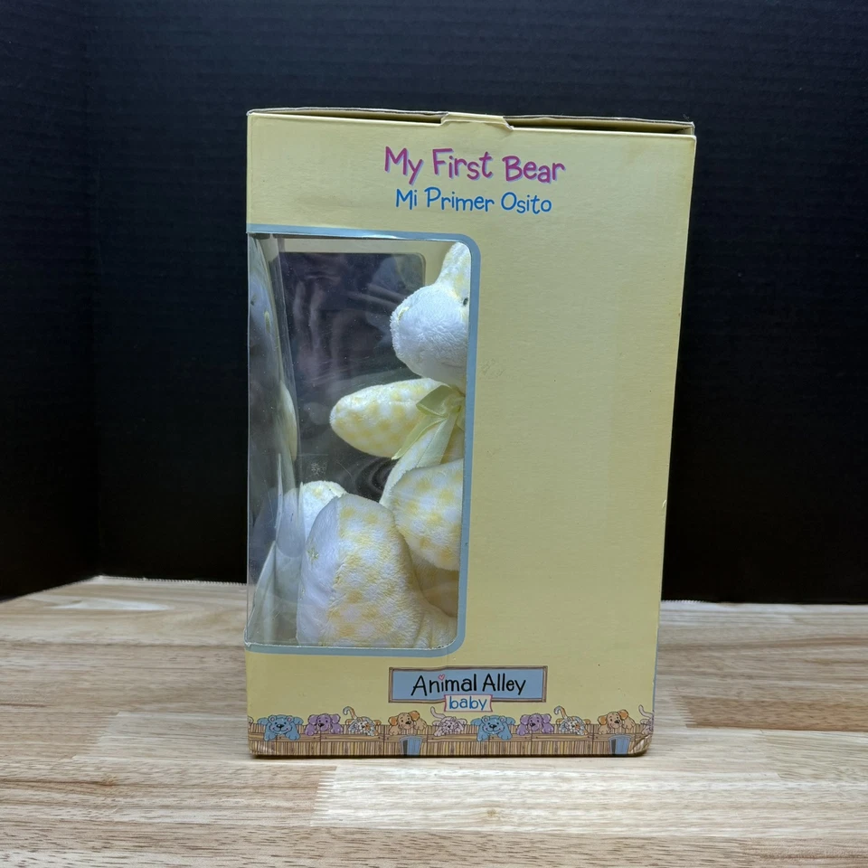 Peluche Animal Alley Soft My First Teddy Bear amarillo a cuadros bebé guardería Foto 4 de 4