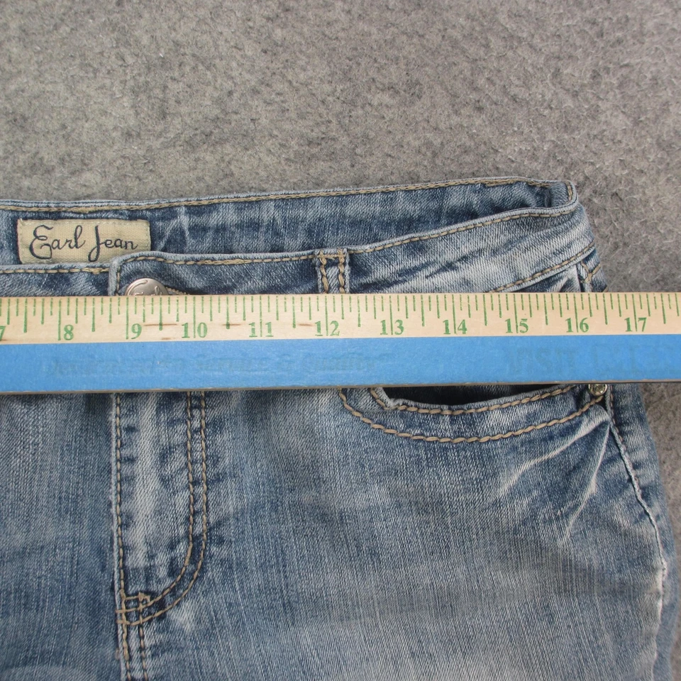 Earl Jean Jeans Womens 10 Short Blue Light Wash Straight Leg Rhinestone Pockets - Image 3 of 4