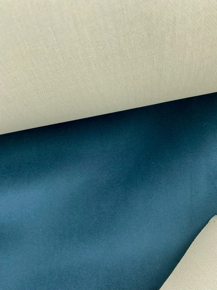 6 metres mid blue velvet upholstery fabric FREE POSTAGE - Image 3 of 4