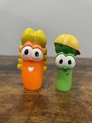 Lot Of 2 Veggie Tales Junior Asparagus And Carrot 3  Big Idea 2000 Plastic