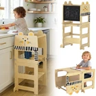 AIYAPLAY Toddler Step Stool with Chalkboard for Kitchen Counter, Natural