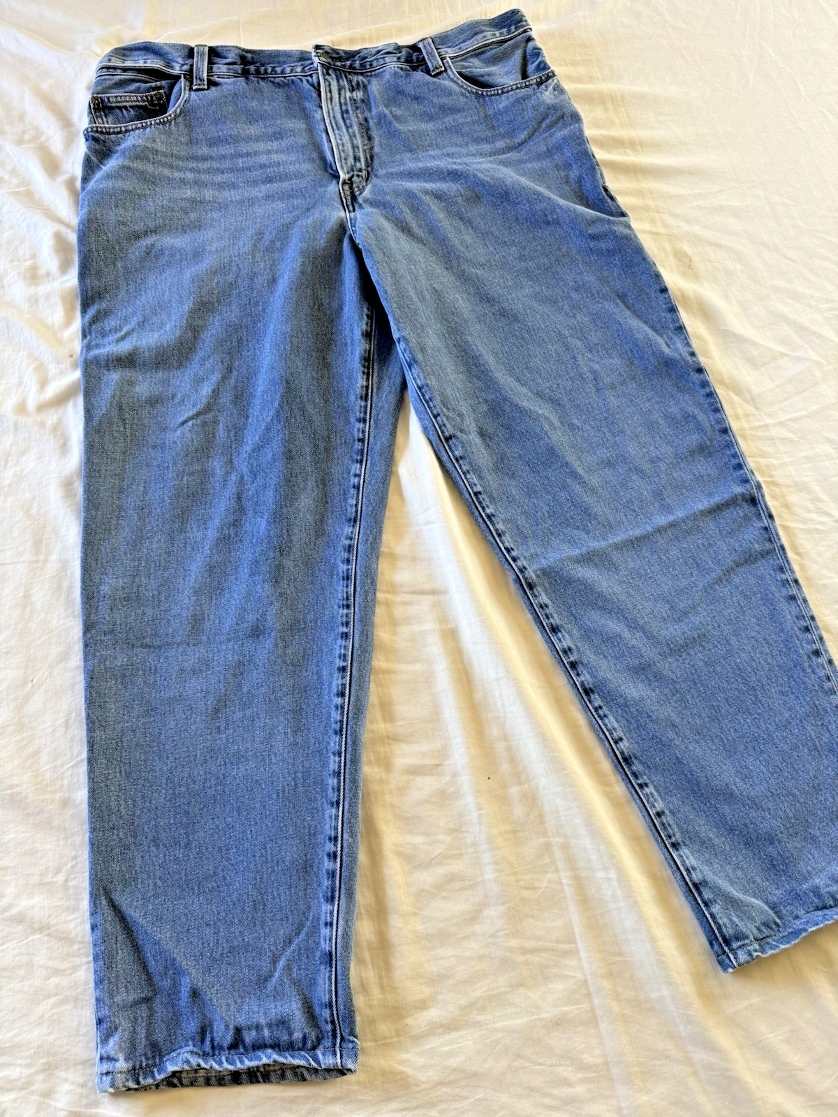 Mens 46t Tall Blue Denim Adjustable / Expandable Waist 30 3/