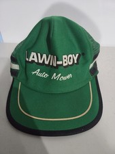 Vintage Lawn Boy Puffy Print 3 Stripe Mesh Trucker Snapback Cap Made in the USA