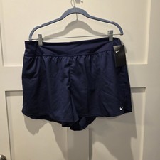 Nike Women's Solid Navy Blue Element Board Swim Shorts XL New