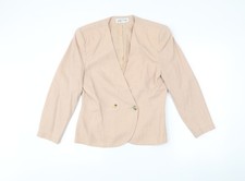 Jacques Vert Women’s Beige Wool Blend Double-Breasted Jacket Size 12