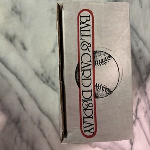 NEW Vintage Wood Base Baseball Holder With Trading Card Display