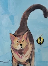 Contemporary Cat Portrait Art PRINT Canvas Painting Artist Jose Trujillo