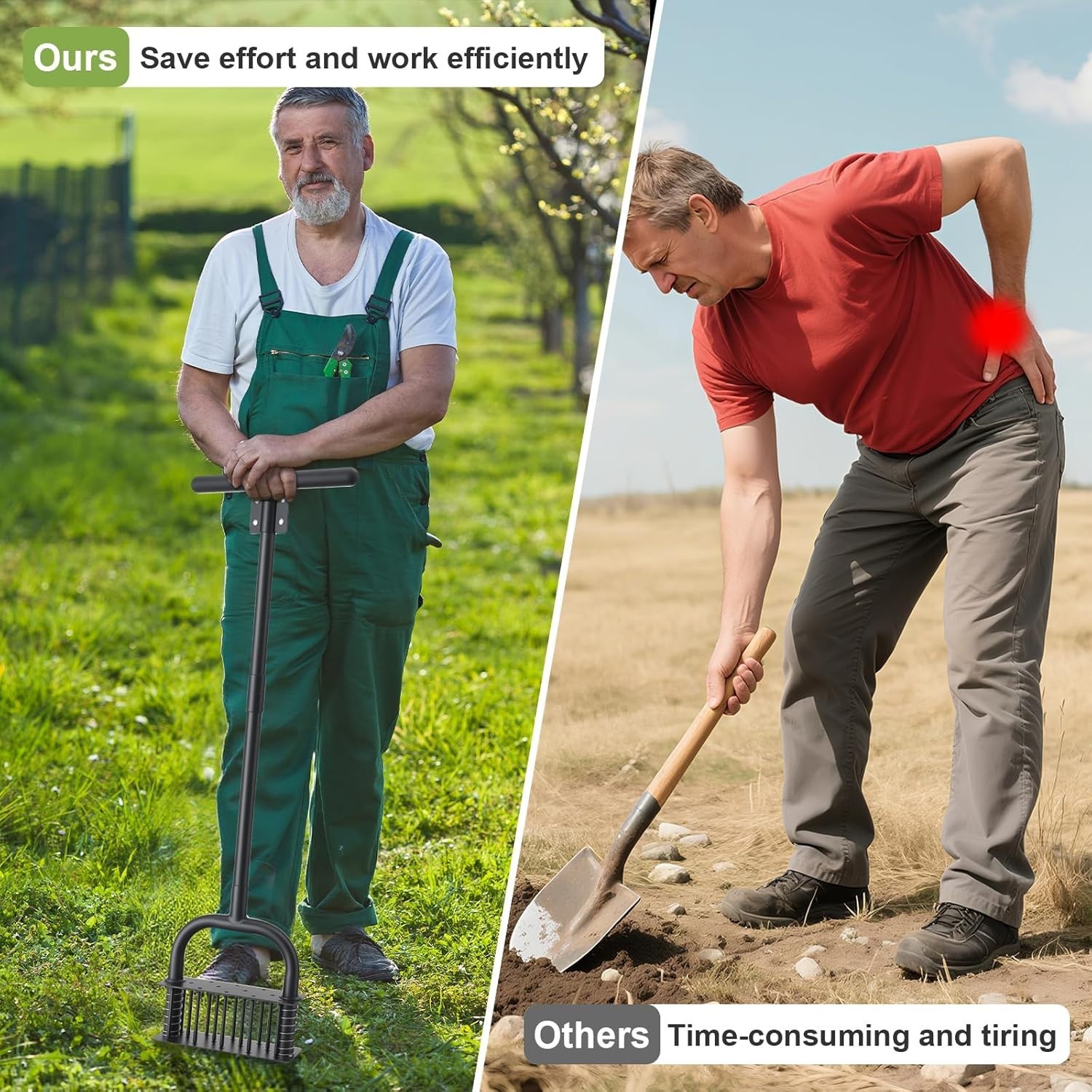 Lawn Aerator,39 inch Long Aerator Lawn Tool,Save Labour Core Aerator with 14 USA