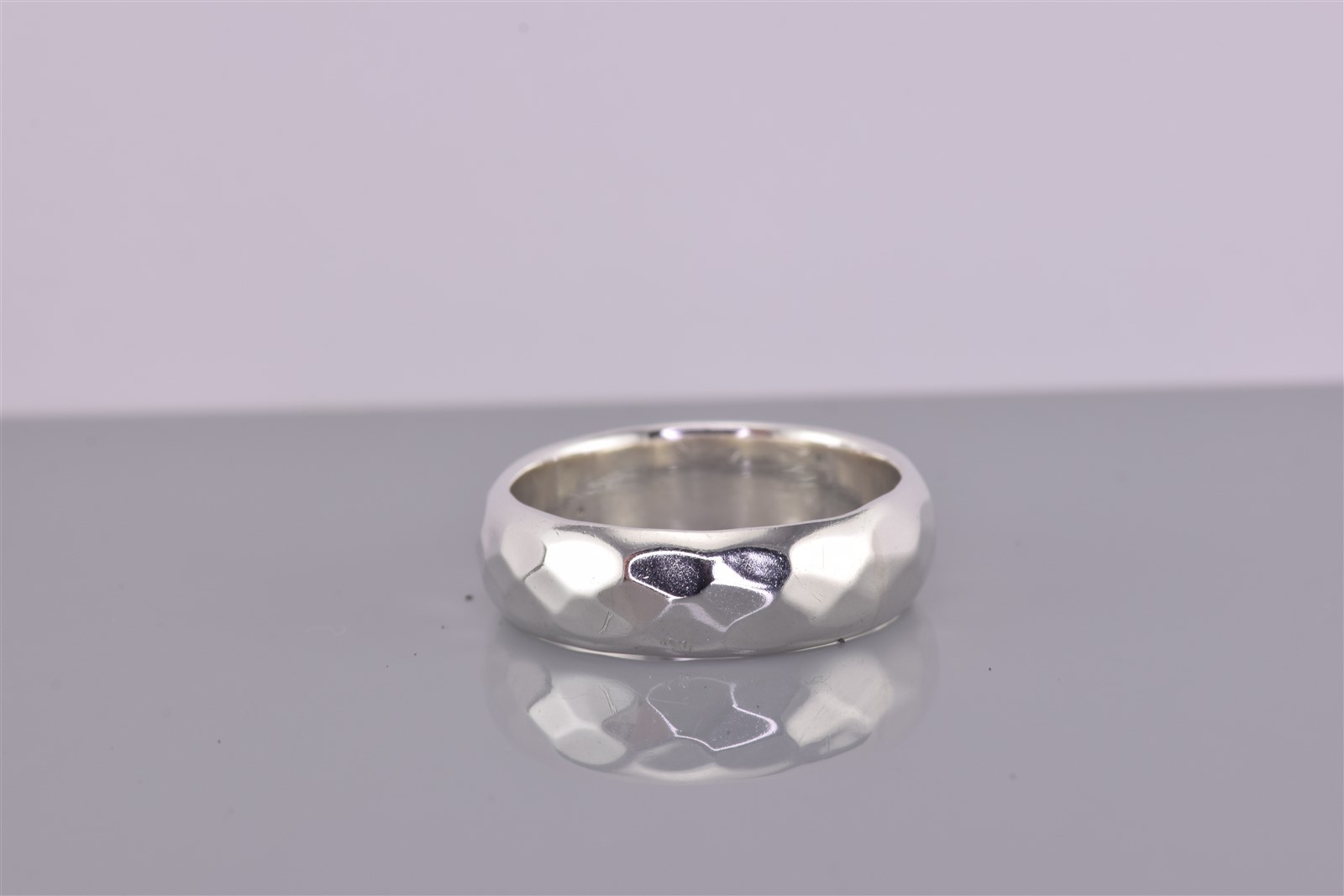 Sterling Silver 6mm Solid Textured Angled Band Ri… - image 3