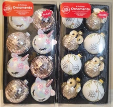 Winter Wonder Lane Unicorn Silver And Owl Glass Christmas Ornaments 16 Count NEW