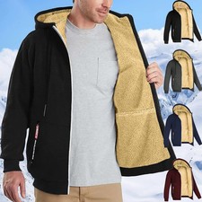 Men's Heavyweight Sherpa Fleece Lined Jackets Coats Windproof Zip Up Hoodie Wint