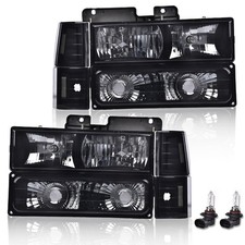 Bumper Headlight Assembly 1994-1999 GMC C/K1500 Yukon Smoky Lens Black Housing